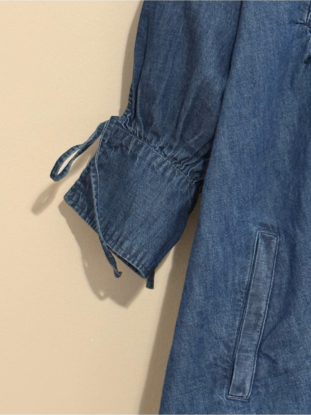 Free People Blue Denim Babydoll Mini Dress Square Neck Smocked Boho Cottagecore - Picture 11 of 13